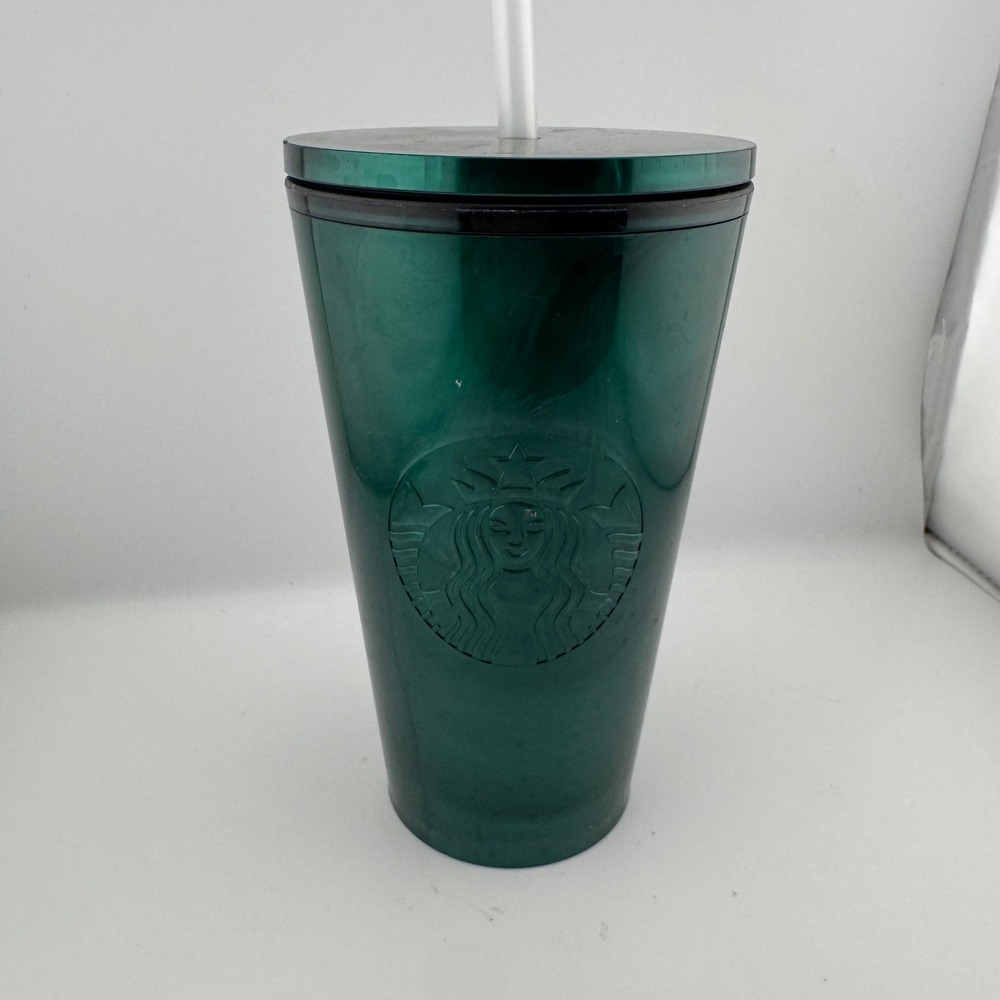 Starbucks Tumbler Cold Cup 16oz Emerald Green Marbled Swirl 2022 Reusable Siren